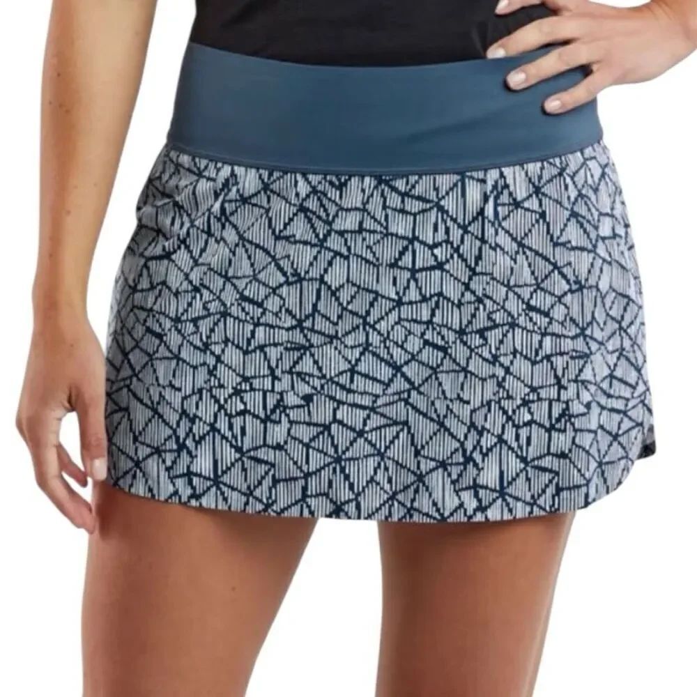 Title Nine Ultralight Running Skort Skirt Teal Geometric Print Size Large